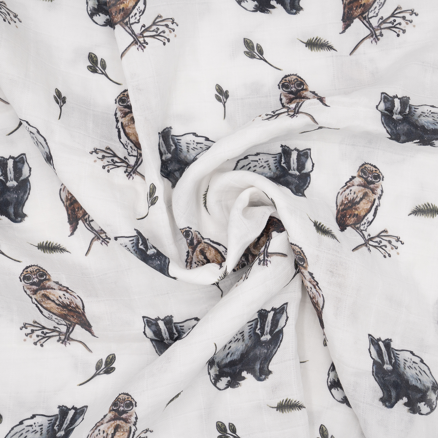 Muslin cloth organic cotton 60x60cm • Forest animals • Set of 2