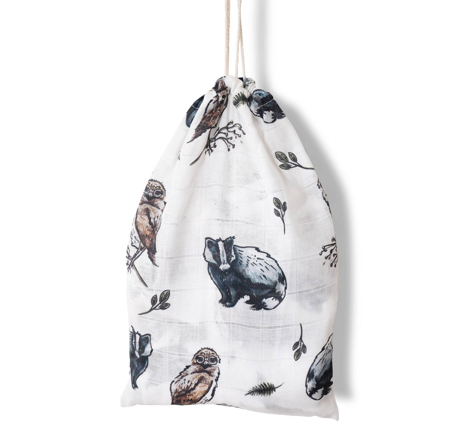 Muslin cloth organic cotton 60x60cm • Forest animals • Set of 2