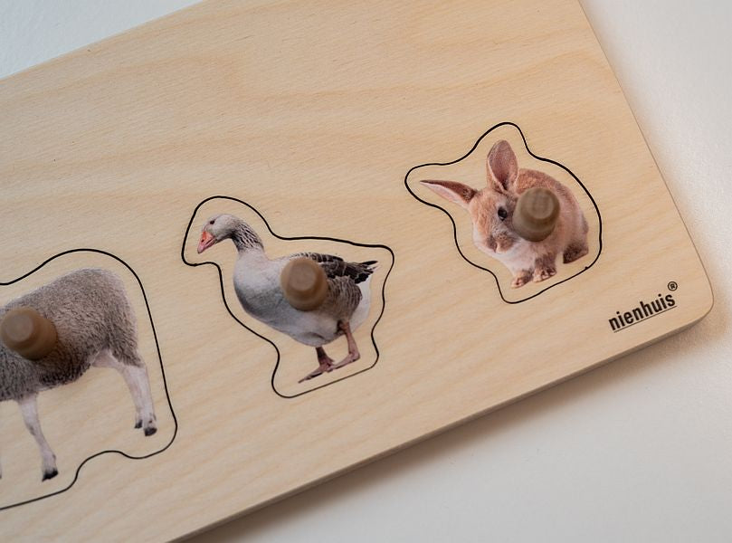 Montessori grasping puzzle with wild animals/farm animals