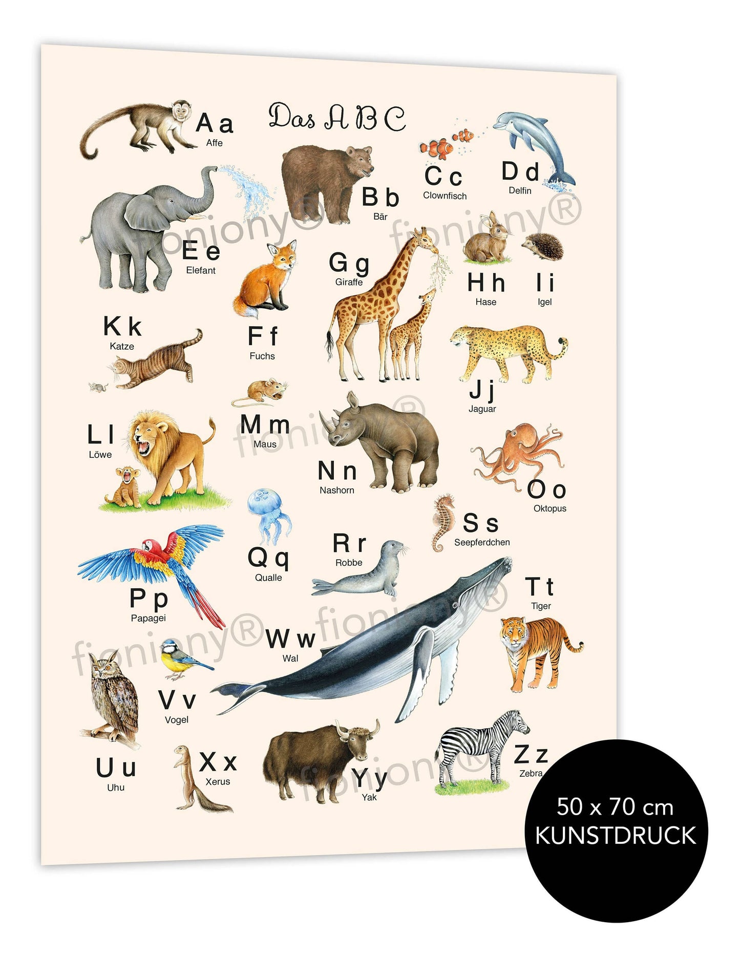ABC ZARTES BEIGE Lernposter 50x70 cm ungerahmt