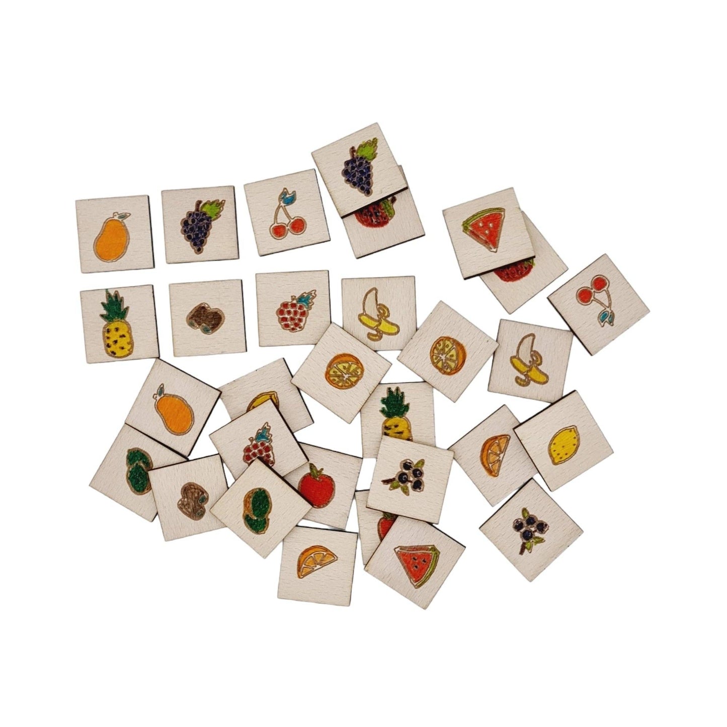 Wooden fruit memory game