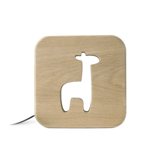 Nachtlicht aus Eichen-Holz-Giraffe