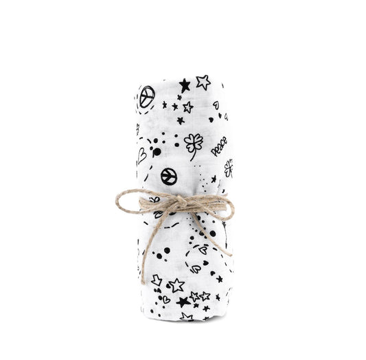 Mulltuch Bio-Baumwolle 120x120cm • Love&Peace