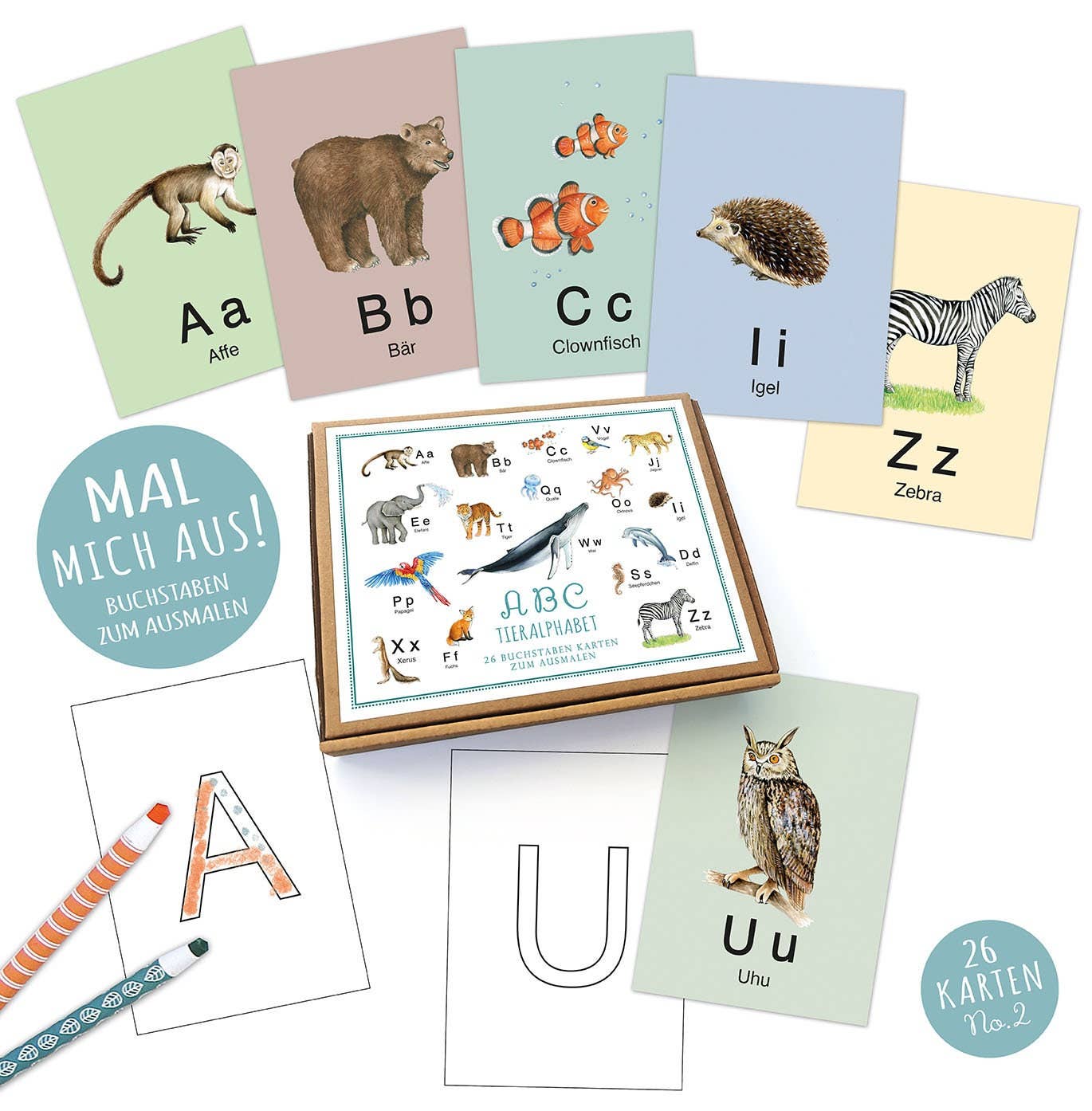 COLOR ME! 26 Abc Alphabet Cards Flashcards Letters