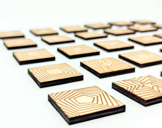 Wooden geometric memory game