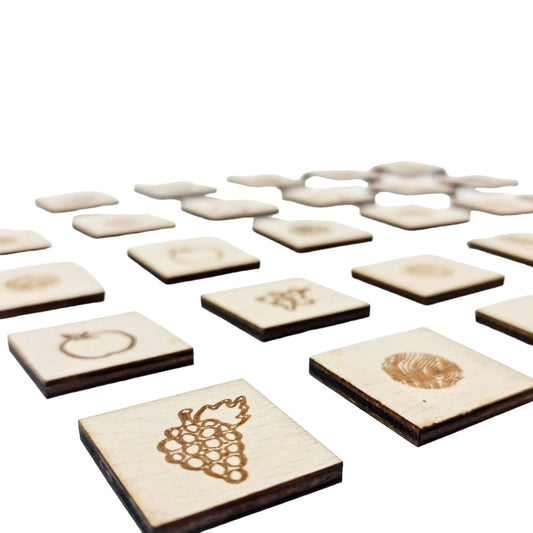 Wooden fruit memory game