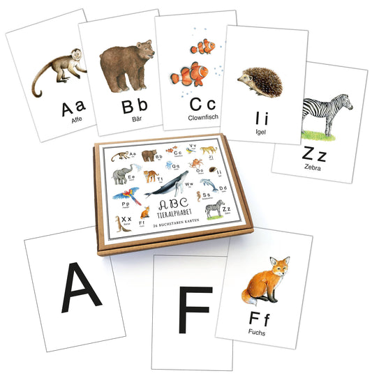 26 ABC Alphabet Cards WHITE Flashcards Letters Learning Game