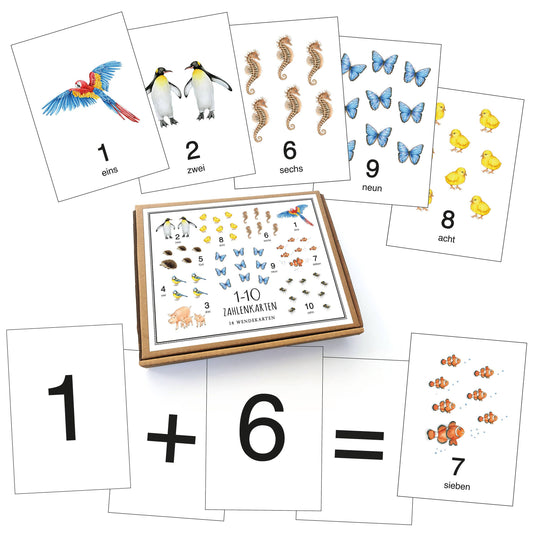 14 NUMBER CARDS 1-10 Cards WHITE Calculation Cards Reversible Cards