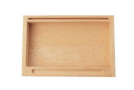 Montessori Sandtablett mit Kartenhalterung und Sand