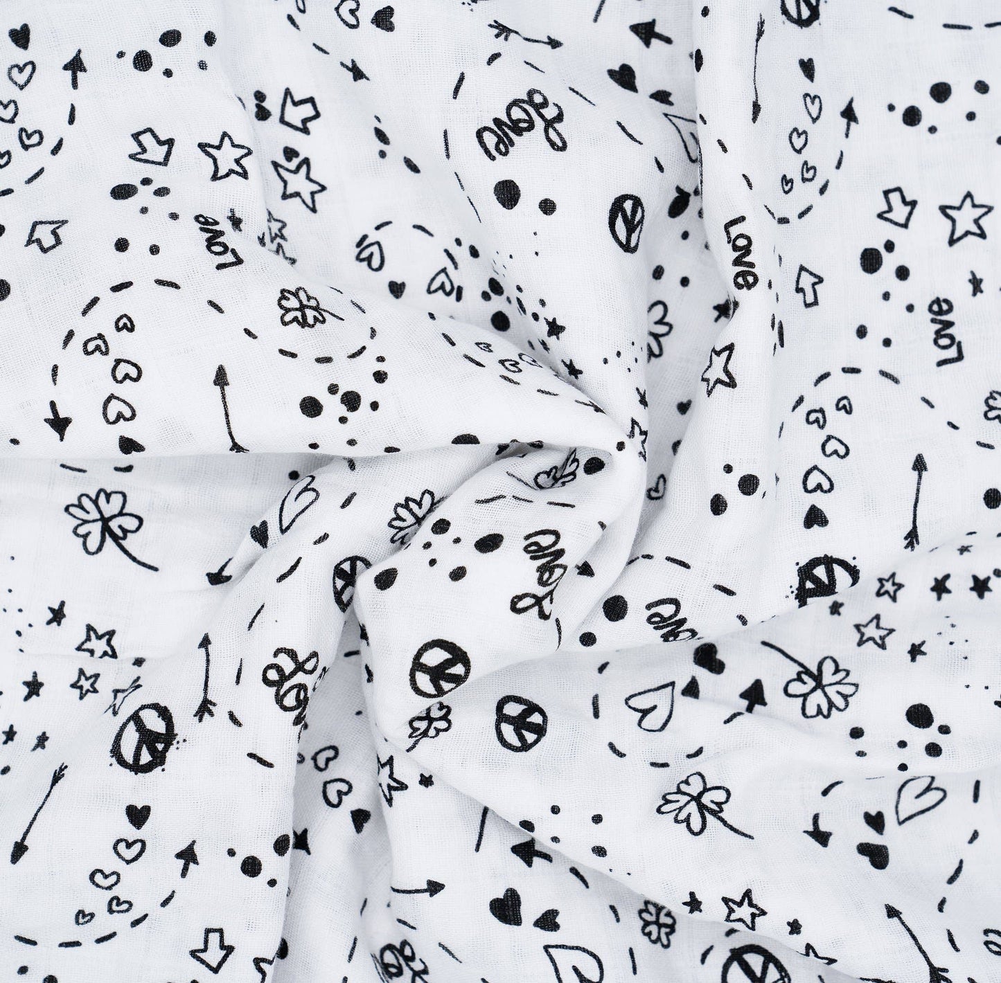 Mulltuch Bio-Baumwolle 120x120cm • Love&Peace
