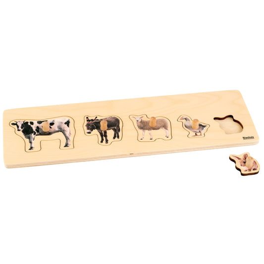 Montessori grasping puzzle with wild animals/farm animals